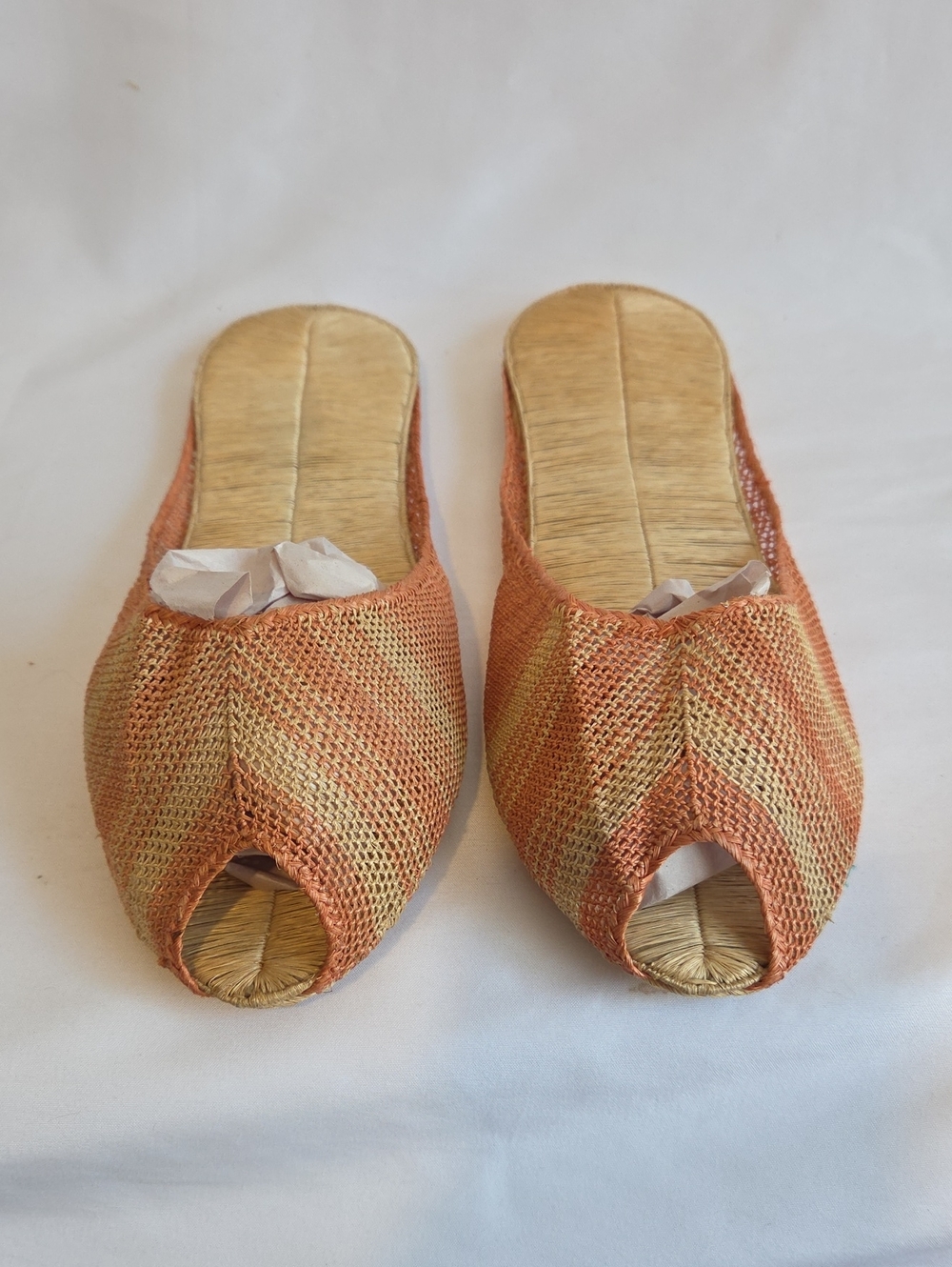 Orange Woven Open-Toe Women’s Slip-On Flats